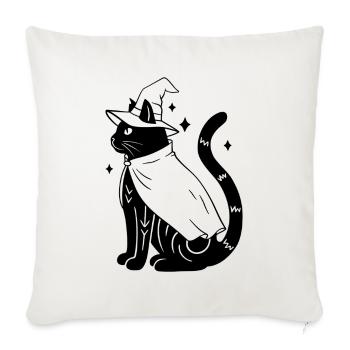 Magische Halloween Katze als Hexe - Schwarz - Sofakissenbezug 45 x 45 cm - Naturweiß  - Vorne