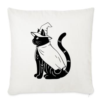 Magische Halloween Katze als Hexe - Ohne Sterne - Sofakissenbezug 45 x 45 cm - Naturweiß  - Vorne