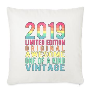 Edition limitée depuis 2019 Anniversaire Millésime 2019 - Housse de coussin décorative 45 x 45 cm - blanc nature - Devant