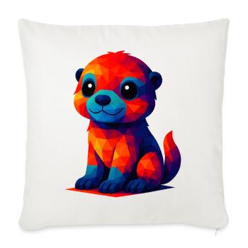 WPAP Polygon Kawaii Style Baby Otter Animals - Sofa pillowcase 17,3'' x 17,3'' (45 x 45 cm) - natural white - Front