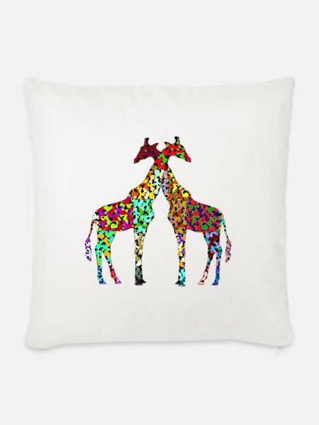 Zwei Giraffen - Sofakissenbezug 45 x 45 cm - Naturweiß