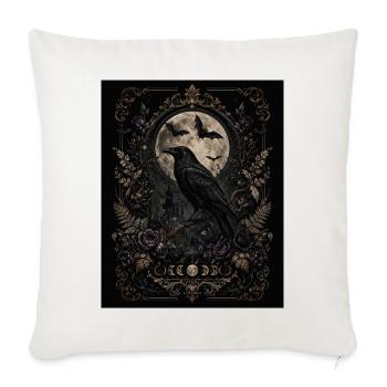 Gothic Raven & Moon – Dark Botanical Victorian Art - Sofakissenbezug 45 x 45 cm - Naturweiß  - Vorne
