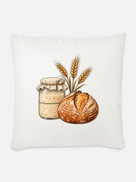 Sauerteigbrot – Gefäß, Laib und Kolben - Sofakissenbezug 45 x 45 cm - Naturweiß