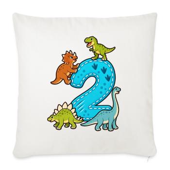 2 Jahre alt 2. Geburtstag Dino - Sofakissenbezug 45 x 45 cm - Naturweiß  - Vorne
