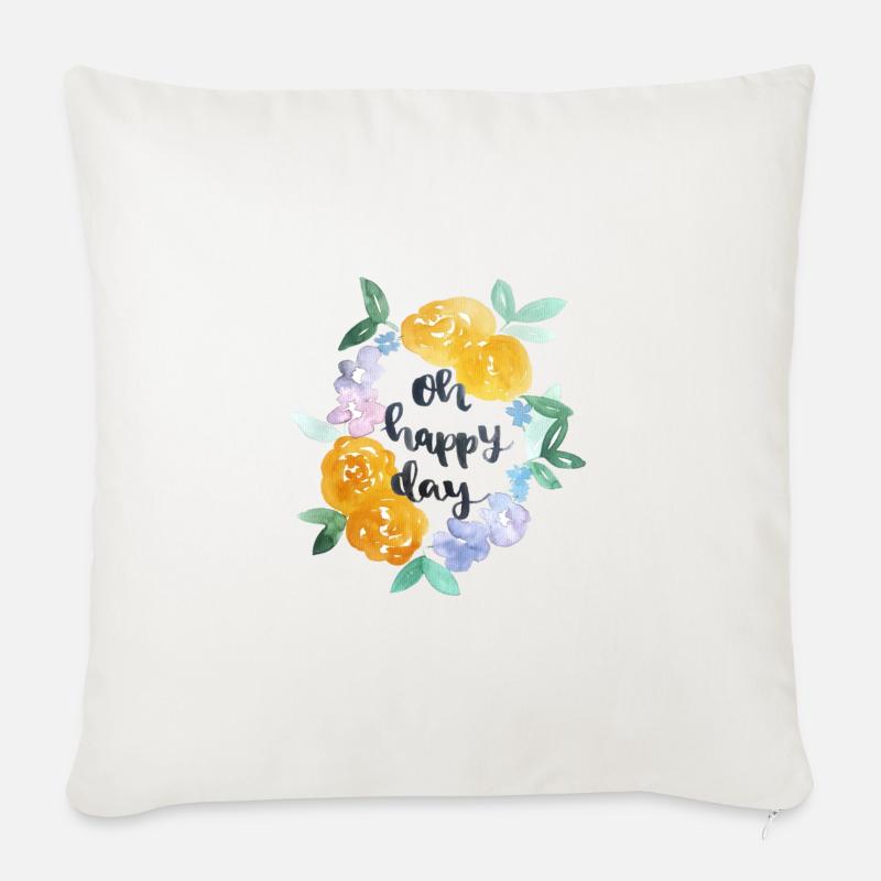 Happy Day - Sofakissenbezug 45 x 45 cm - Naturweiß 