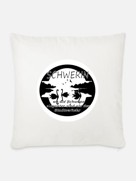 Schwerin-wo die Schwäne... - Sofakissenbezug 45 x 45 cm - Naturweiß 