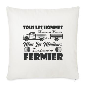 Tous les Hommes naissent égaux,Meilleur fermier - Housse de coussin décorative 45 x 45 cm - blanc nature - Devant