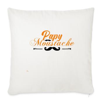 papy moustache, Idée cadeau d'élégance. - Housse de coussin décorative 45 x 45 cm - blanc nature - Devant