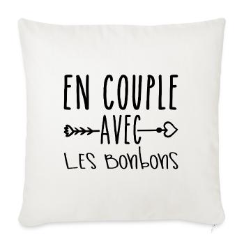 En Couple avec Bonbons, cadeau Fans de Bonbons - Housse de coussin décorative 45 x 45 cm - blanc nature - Devant