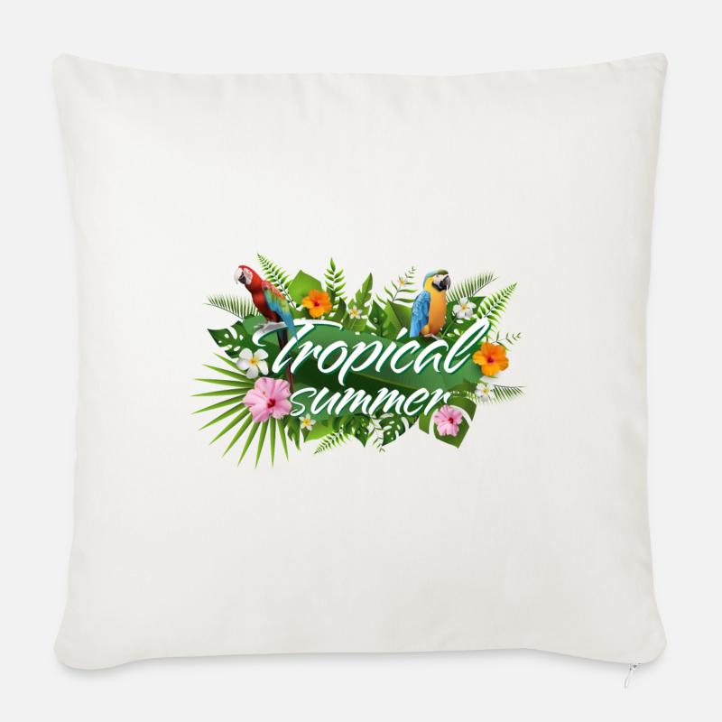 Été tropical - Housse de coussin décorative 45 x 45 cm - blanc nature