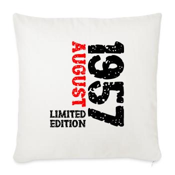 1957 August Limited Edition 66th Birthday Outfit - Sofa pillowcase 17,3'' x 17,3'' (45 x 45 cm) - natural white - Front