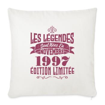 Les légendes sont nées en novembre 1997 - Housse de coussin décorative 45 x 45 cm - blanc nature - Devant