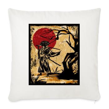 Samouraï Art Japonais Vintage Fighter Rétro - Housse de coussin décorative 45 x 45 cm - blanc nature - Devant