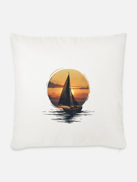 Segelboot Bei Sonnenuntergang Abenteuer - Sofakissenbezug 45 x 45 cm - Naturweiß