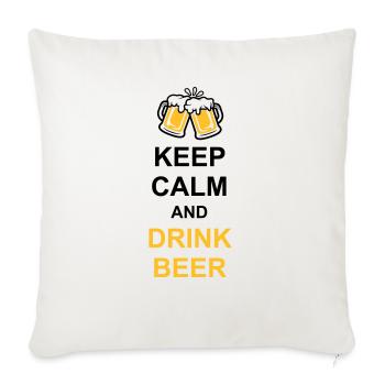 Boire de la bière Garder son calme - Housse de coussin décorative 45 x 45 cm - blanc nature - Devant