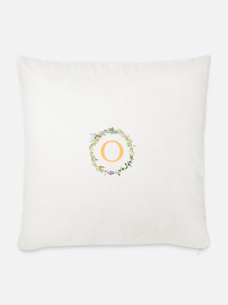 O Monogramm Eukalyptus-Kranz - Sofakissenbezug 45 x 45 cm - Naturweiß