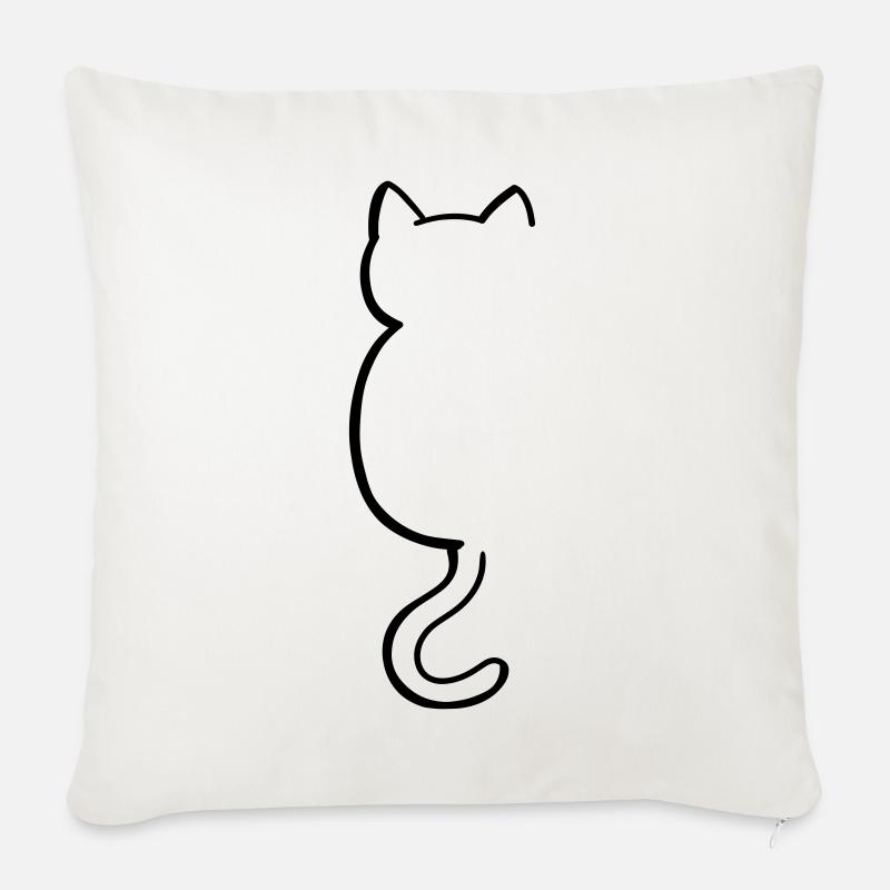 Katze Silouette - Sofakissenbezug 45 x 45 cm - Naturweiß 