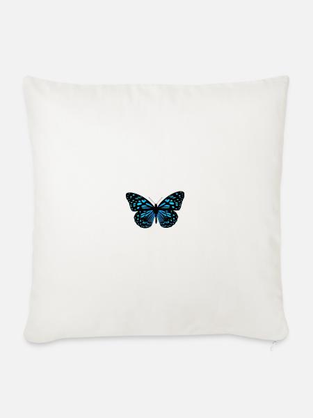 Schmetterling blau - Sofakissenbezug 45 x 45 cm - Naturweiß 