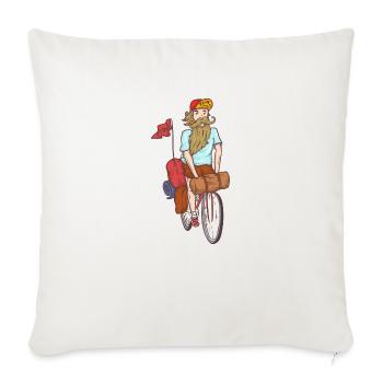 bearded cyclist bike packer adventure - Sofa pillowcase 17,3'' x 17,3'' (45 x 45 cm) - natural white - Front