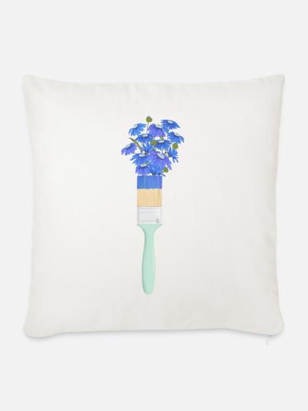 Floraler Pinsel - Sofakissenbezug 45 x 45 cm - Naturweiß