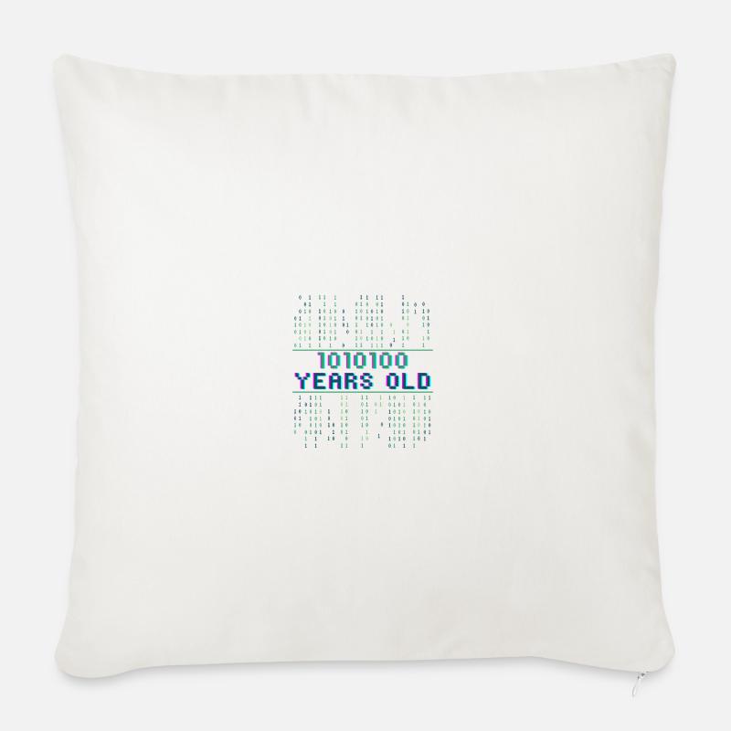 84e anniversaire 84 ans Code binaire Informatique - Housse de coussin décorative 45 x 45 cm - blanc nature