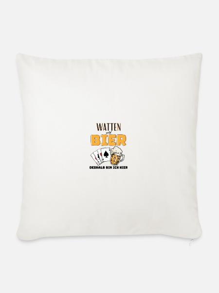 Watten und Bier - Sofakissenbezug 45 x 45 cm - Naturweiß