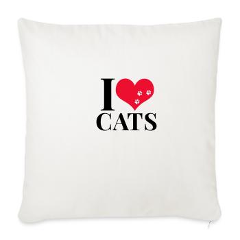 J'aime les chats - Housse de coussin décorative 45 x 45 cm - blanc nature - Devant