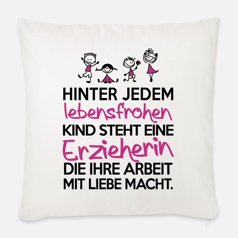 Erzieherin mit Liebe - Sofakissenbezug 45 x 45 cm - Naturweiß 