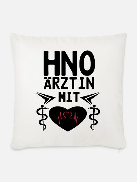 HNO Ärztin mit Herz Geschenk - Sofakissenbezug 45 x 45 cm - Naturweiß