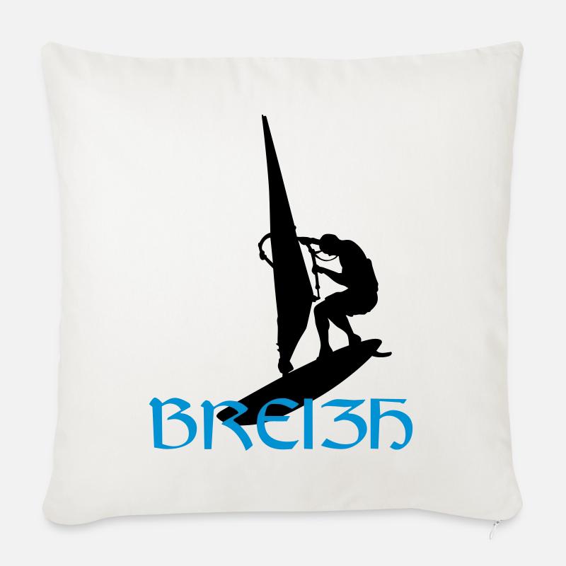 Windsurfen / Windsurfer / Windsurf / Windsurfing - Sofakissenbezug 45 x 45 cm - Naturweiß