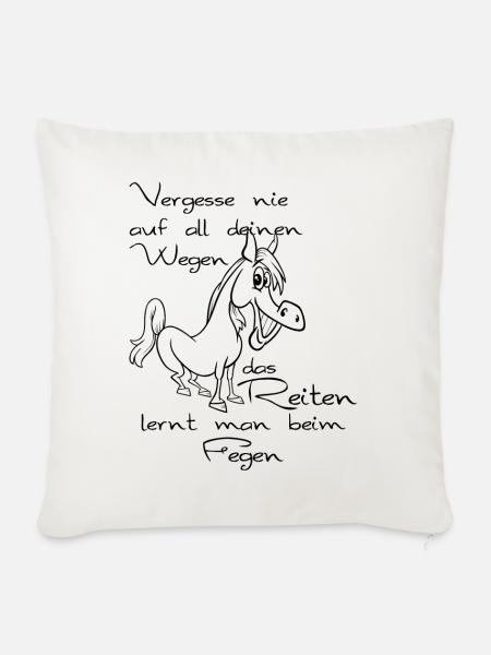 Reiterspruch Pferd Reitschüler Reiten - Sofakissenbezug 45 x 45 cm - Naturweiß 