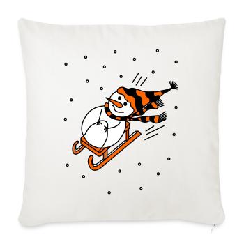 Sleigh Riding Snowman - Sofa pillowcase 17,3'' x 17,3'' (45 x 45 cm) - natural white - Front