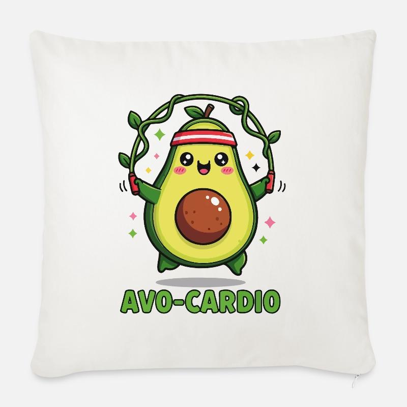 Hüpfende Avocado - Sofakissenbezug 45 x 45 cm - Naturweiß
