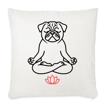 Pug Yoga Meditation Outline - Sofa pillowcase 17,3'' x 17,3'' (45 x 45 cm) - natural white - Front
