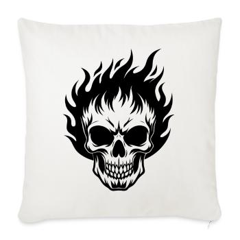 Flammender Schädel - Sofakissenbezug 45 x 45 cm - Naturweiß  - Vorne