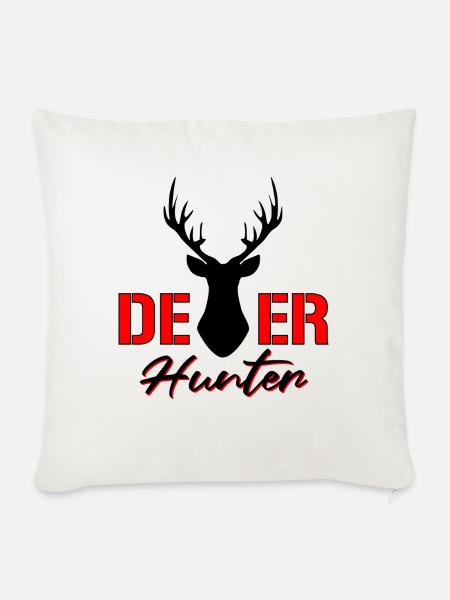 Hirsch Jäger Rotwild - Sofakissenbezug 45 x 45 cm - Naturweiß 