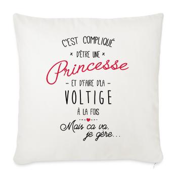 Princesse et Voltige avion - Housse de coussin décorative 45 x 45 cm - blanc nature - Devant
