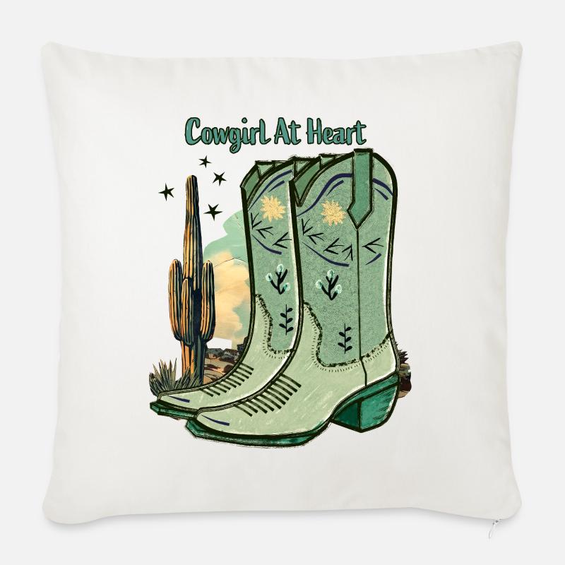 Bottes western - Housse de coussin décorative 45 x 45 cm - blanc nature