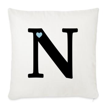 Lettre N Lettre initiale - Housse de coussin décorative 45 x 45 cm - blanc nature - Devant