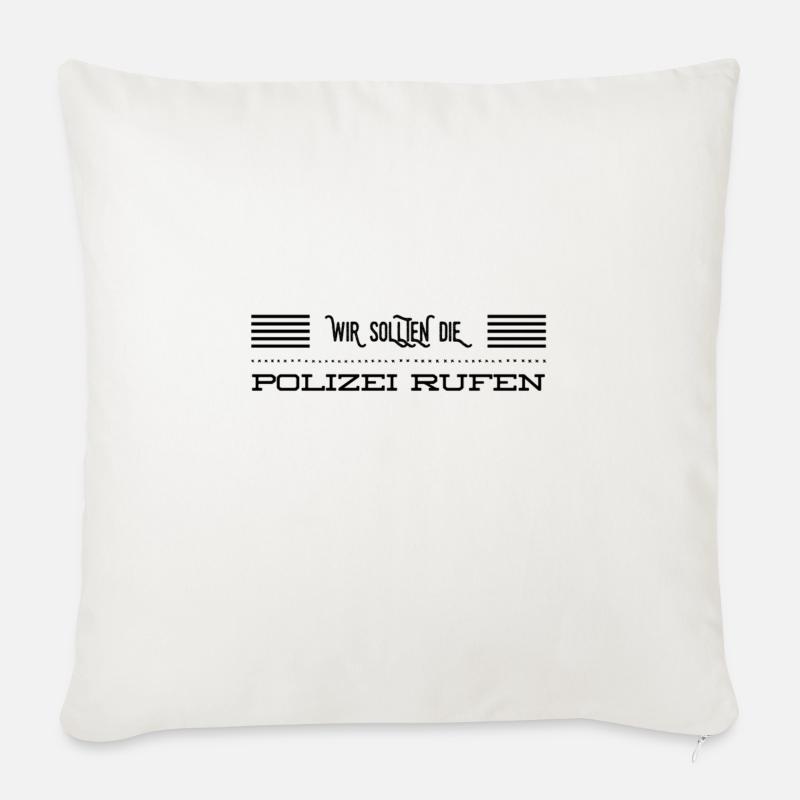 wählen wir den Notruf - Sofakissenbezug 45 x 45 cm - Naturweiß 