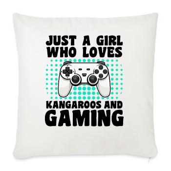 Gamer & Kangaroos: Videospiele & epische Sprünge - Sofakissenbezug 45 x 45 cm - Naturweiß  - Vorne