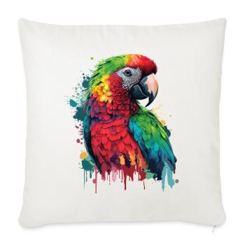 Bunter Papagei - Sofakissenbezug 45 x 45 cm - Naturweiß  - Vorne