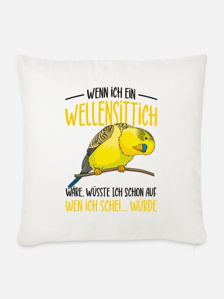 Wellensittich - Sofakissenbezug 45 x 45 cm - Naturweiß