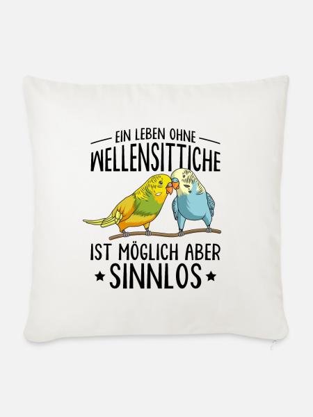Wellensittich - Sofakissenbezug 45 x 45 cm - Naturweiß