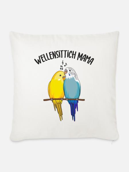 Wellensittich - Sofakissenbezug 45 x 45 cm - Naturweiß