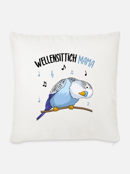 Wellensittich - Sofakissenbezug 45 x 45 cm - Naturweiß