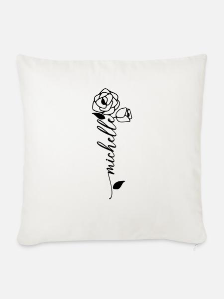 Michelle Name Vorname Namensblume - Sofakissenbezug 45 x 45 cm - Naturweiß 