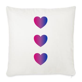 Cœurs Bi-Drapeau - Housse de coussin décorative 45 x 45 cm - blanc nature - Devant