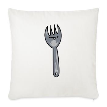 Dessin animé drôle spork avec visage - Housse de coussin décorative 45 x 45 cm - blanc nature - Devant