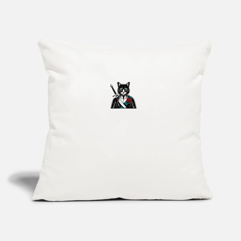 Le chat samourai, le chat Bushido Housse de coussin décorative 45 x 45 cm